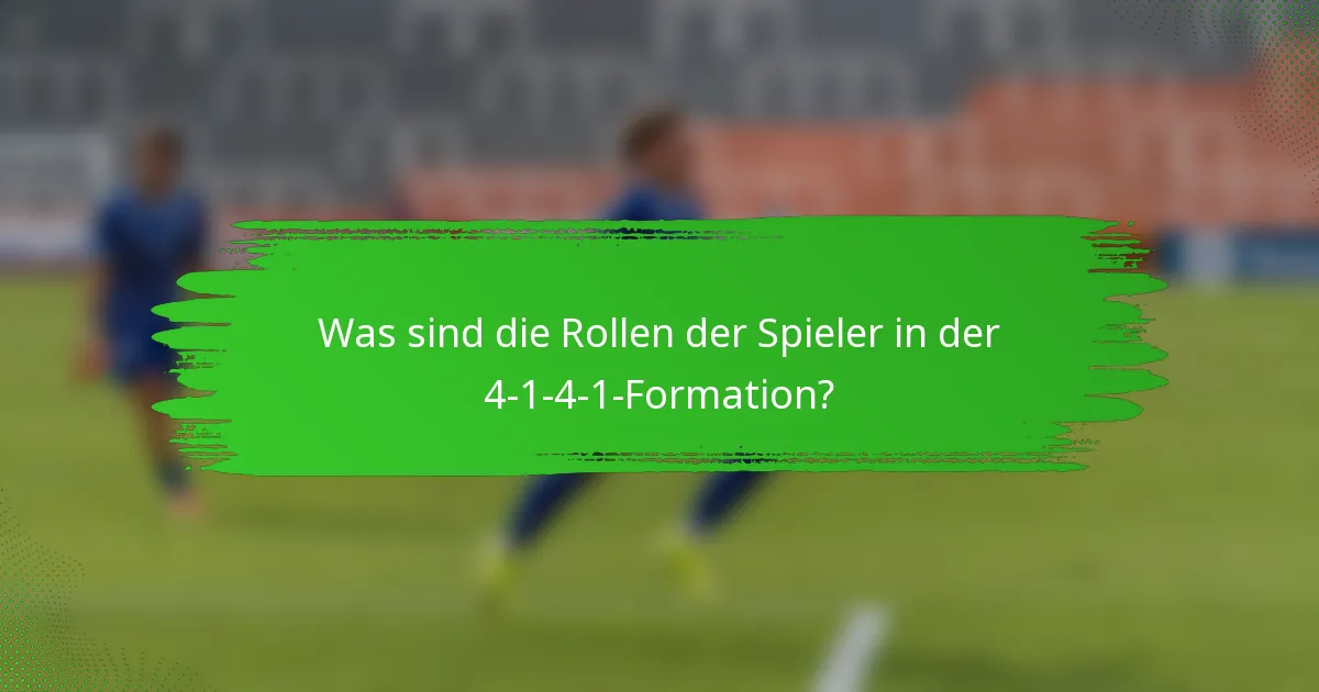 Was sind die Rollen der Spieler in der 4-1-4-1-Formation?