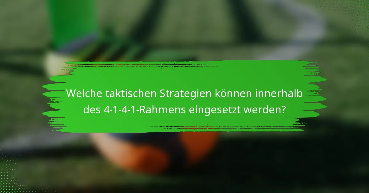 Welche taktischen Strategien können innerhalb des 4-1-4-1-Rahmens eingesetzt werden?
